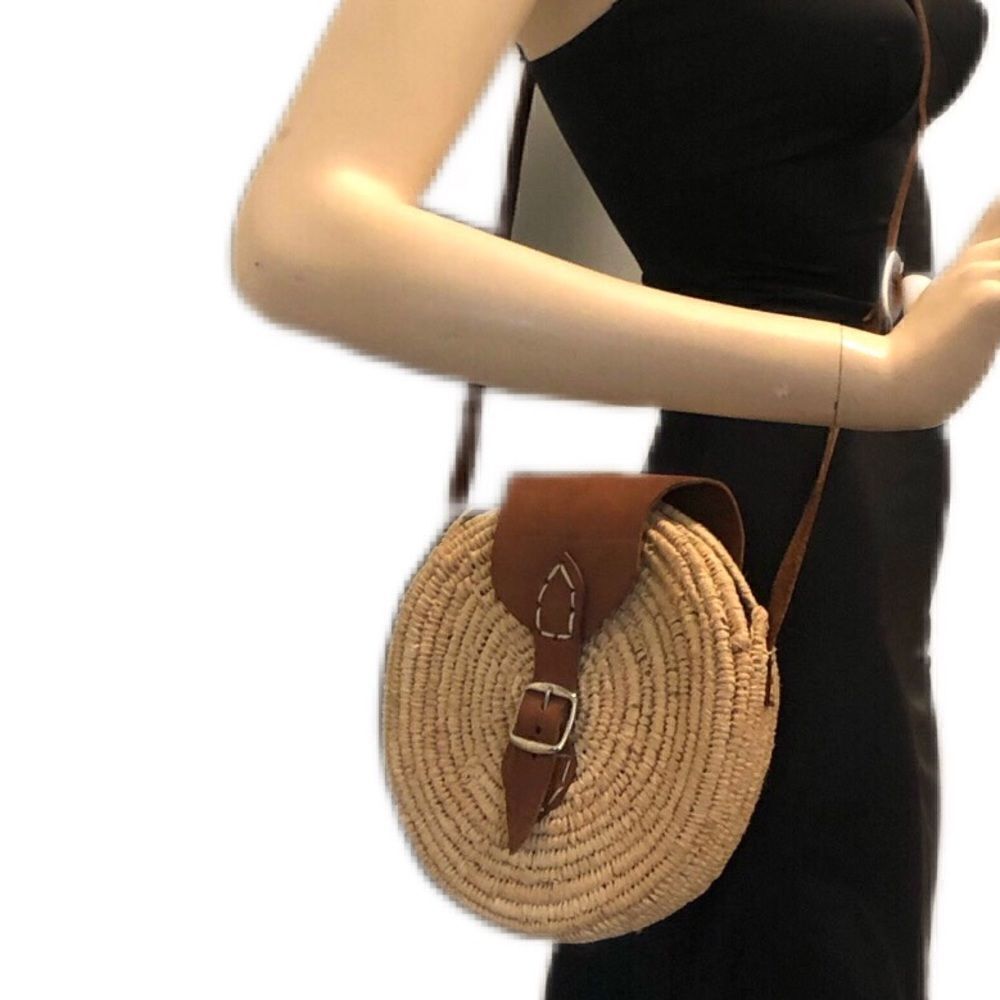 Moroccan Round grass woven side bag